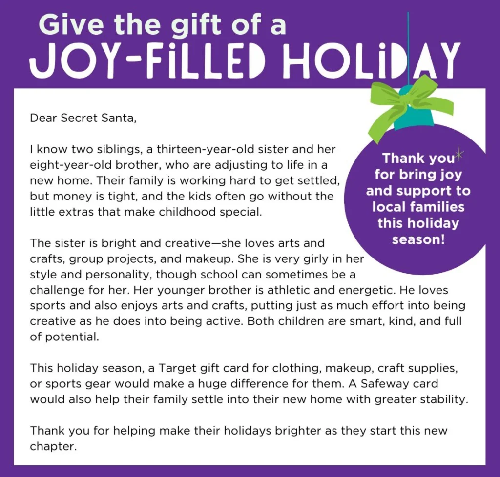 Secret Santa - Give Joy to a Local Family Secret Santa Letter 2025opt 1024x978